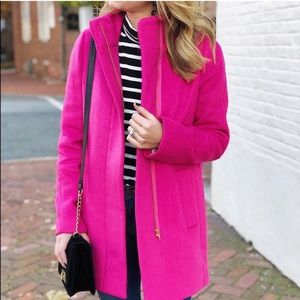 J. Crew Bright Pink City Cocoon Coat Size 4